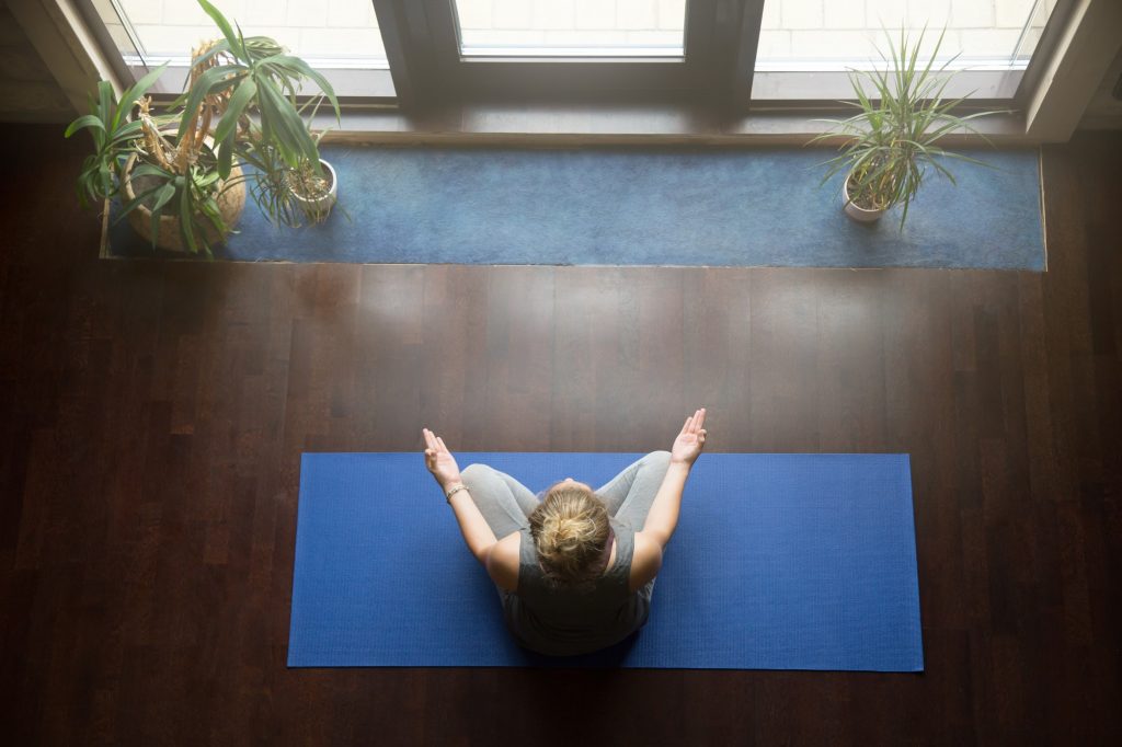 Yoga at home: meditation concept